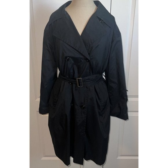 London Fog Jackets & Blazers - LONDON Fog Black Belted Trench Rain Coat Double Breasted Double Lined 8 Regular